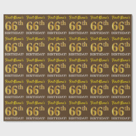 Brown, Imitation Guld tittar "66:e BIRTHDAY" Presentpapper
