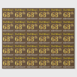 Brown, Imitation Guld tittar "68:e BIRTHDAY" Presentpapper