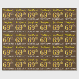 Brown, Imitation Guld tittar "69:e BIRTHDAY" Presentpapper