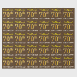 Brown, Imitation Guld tittar "70:e BIRTHDAY" Presentpapper