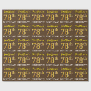 Brown, Imitation Guld tittar "78:e BIRTHDAY" Presentpapper