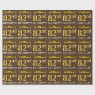 Brown, Imitation Guld tittar "82:a BIRTHDAY" Presentpapper