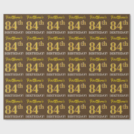 Brown, Imitation Guld tittar "84:e BIRTHDAY" Presentpapper