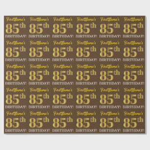 Brown, Imitation Guld tittar "85:e BIRTHDAY" Presentpapper