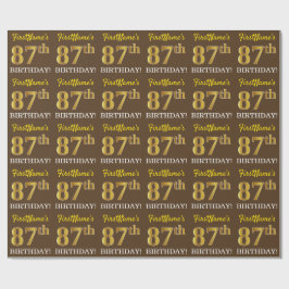 Brown, Imitation Guld tittar "87:e BIRTHDAY" Presentpapper