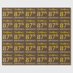 Brown, Imitation Guld tittar "87:e BIRTHDAY" Presentpapper