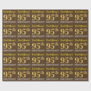 Brown, Imitation Guld tittar "95:e BIRTHDAY" Presentpapper