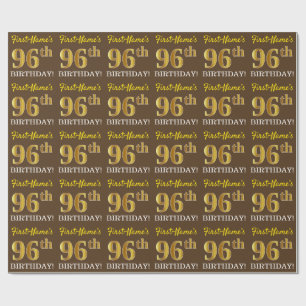 Brown, Imitation Guld tittar "96:e BIRTHDAY" Presentpapper