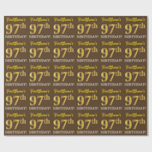 Brown, Imitation Guld tittar "97:e BIRTHDAY" Presentpapper