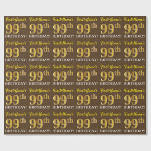 Brown, Imitation Guld tittar "99:e BIRTHDAY" Presentpapper