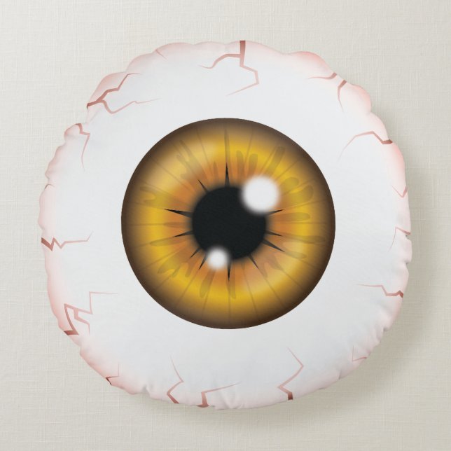Brown Iris Eyeball Scary Bloodshot Halloween Öga Rund Kudde (Framsidan)