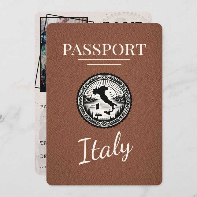 Brown Italien Passport Spara Datumet (Fram/baksida)