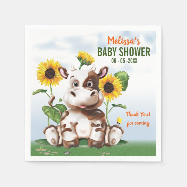 Brown Jersey Cow Sunsun Baby Shower Pappersservett (Framsidan)