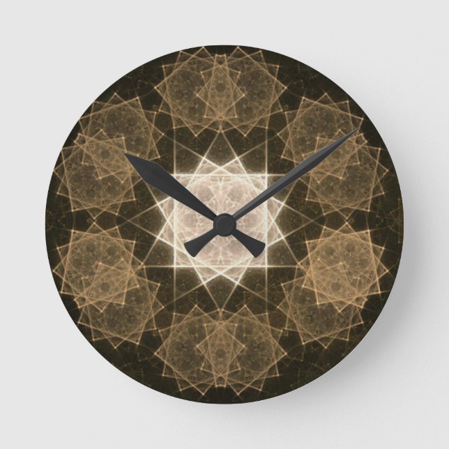 Brown Kaleidoscope Art Rund Klocka (Framsida)