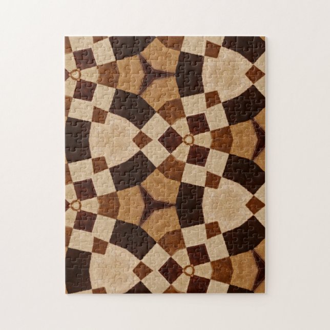 Brown Kaleidoscope Geometric Shapes Mönster Pussel (Vertikal)