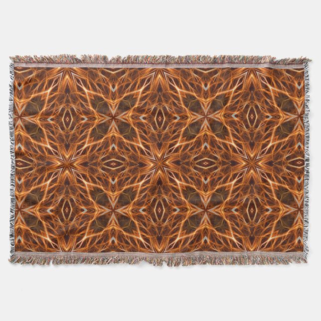 Brown Kaleidoscope Mandala Mönster Filt (Framsidan)