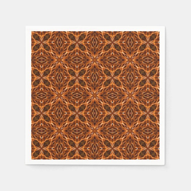 Brown Kaleidoscope Mandala Mönster Pappersservett (Framsidan)