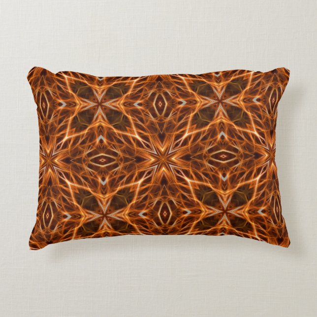 Brown Kaleidoscope Mandala Mönster Prydnadskudde (Framsidan)