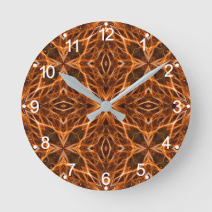 Brown Kaleidoscope Mandala Mönster Rund Klocka