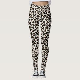 Brown Khaki Leopard Print Leggings & Yoga Byxor