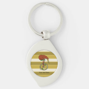 Brown Kiwi Riding på en Unicle Swirl Silverfärgad Nyckelring