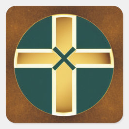 Brown Kor med Teal Background Stickers Fyrkantigt Klistermärke