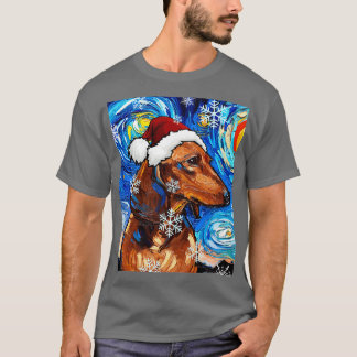 Brown Kort Hair Dachshund Santa T Shirt