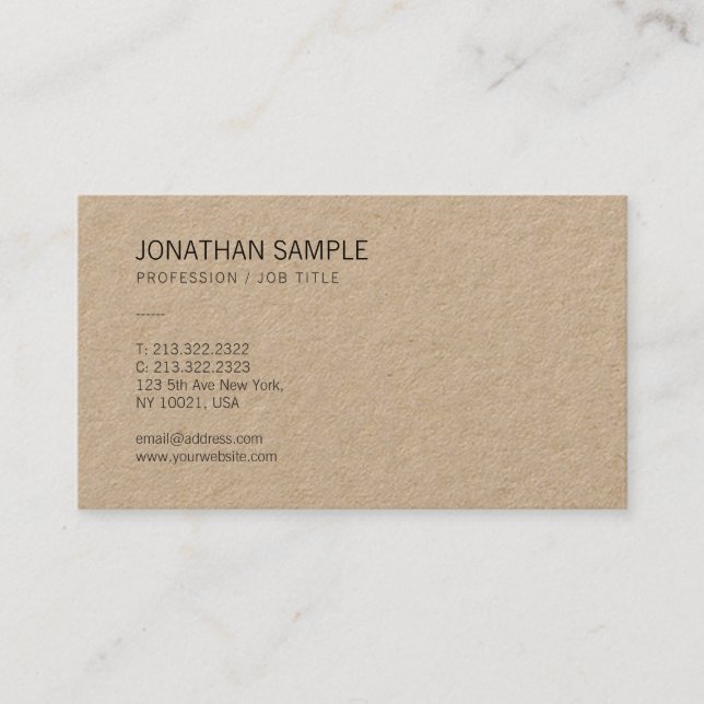Brown Kraft Papper Elegant Modern Design Luxury Visitkort (Framsida)