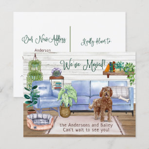 Brown Labradoodle Mysigt New Home Flytta Meddelande Vykort