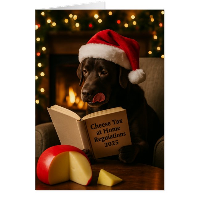 Brown labrador  'Cheese Tax' Christmas card Hälsningskort (Framsidan)