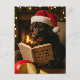 Brown Labrador  'Cheese Tax' Christmas postcard Vykort