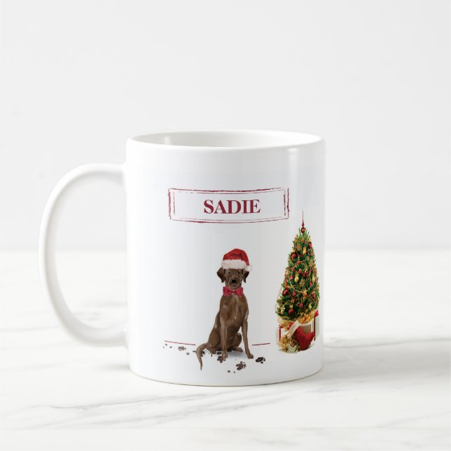 Brown Labrador Retriever Funny jul Hund Träd Kaffemugg (Vänster)