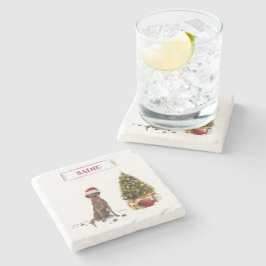 Brown Labrador Retriever Funny jul Hund Träd Stenunderlägg