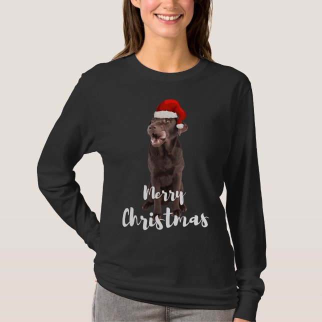 Brown Labrador Retriever God jul Labrador T Shirt (Framsida)