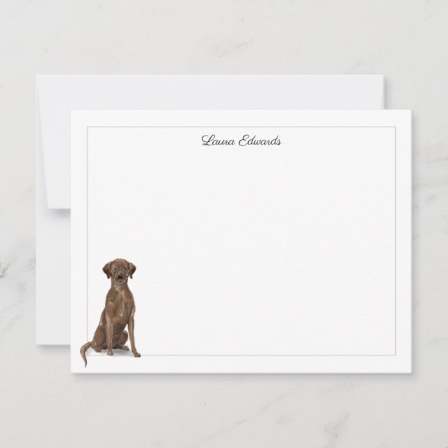 Brown Labrador Retriever Grått Gräns Personlig Anteckningskort (Framsida)