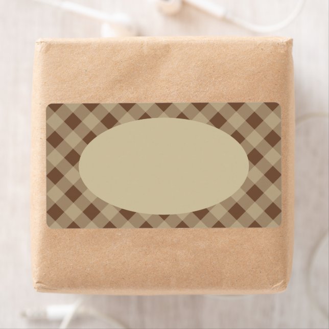 Brown Land Gingham Labels Fraktsedel (Insitu)