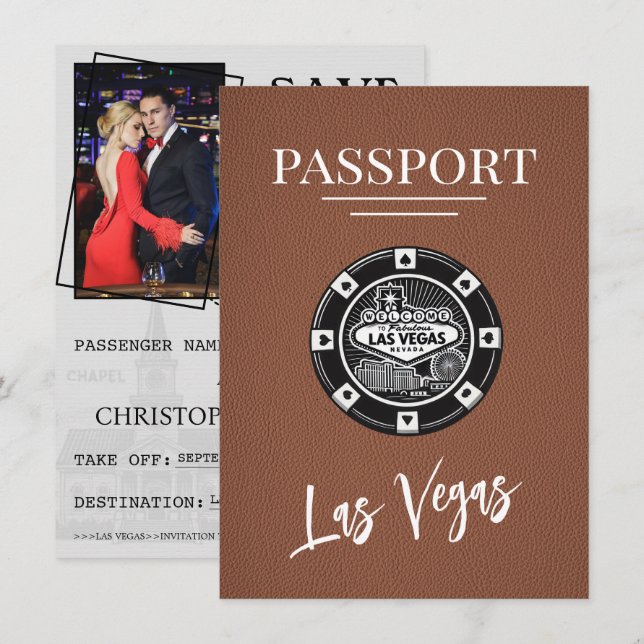 Brown Las Vegas-passet sparar datumet Spara Datumet (Fram/baksida)