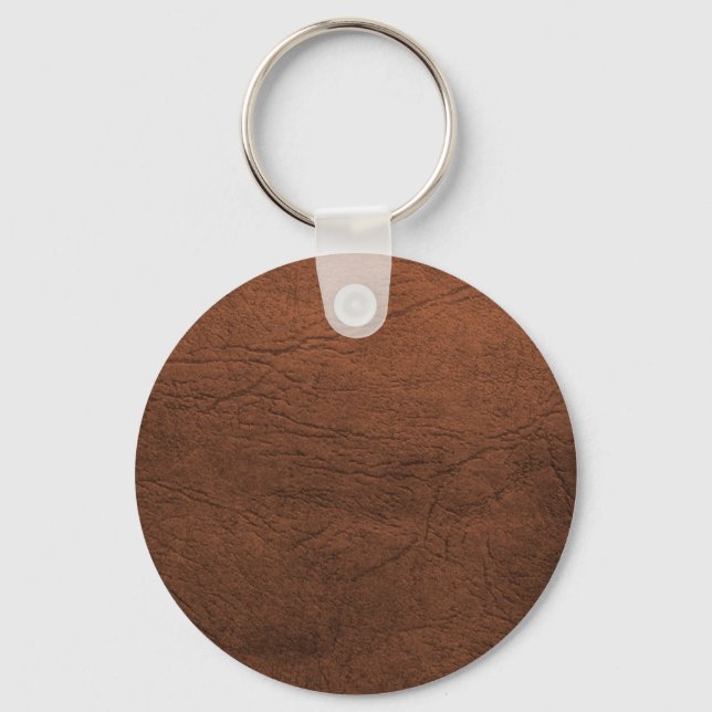 Brown Leather Struktur Monogram Nyckelring (Framsida)