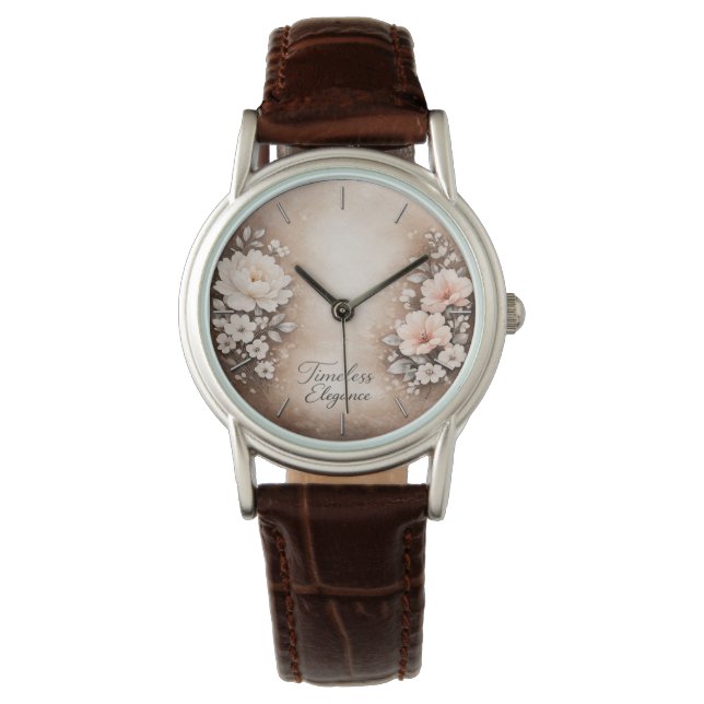 Brown leather "Timeless Elegance" watch with a cla Armbandsur (Framsida)