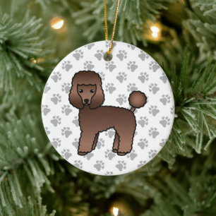 Brown Leksak Pudel Cute Tecknad hund Julgransprydnad Keramik