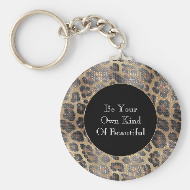 Brown Leopard Animal Gnistra Nyckelring (Framsidan)