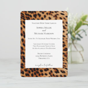 Brown Leopard Animal print Bröllop Inbjudningar