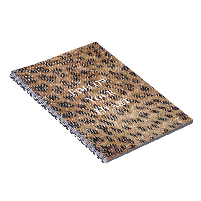 Brown Leopard Animal Print Gnistra Anteckningsbok (Högra Sidan)