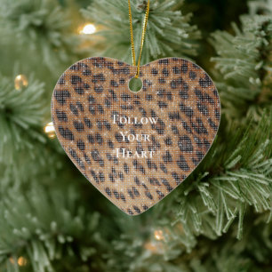 Brown Leopard Animal Print Gnistra Julgransprydnad Keramik