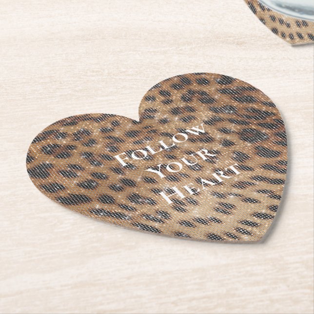 Brown Leopard Animal Print Gnistra Underlägg Papper (Vinklad)