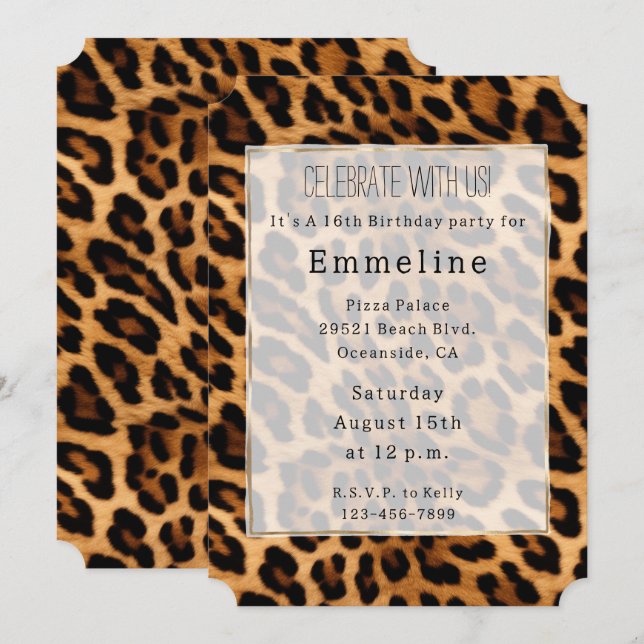 Brown Leopard Animal Print Inbjudningar (Fram/baksida)