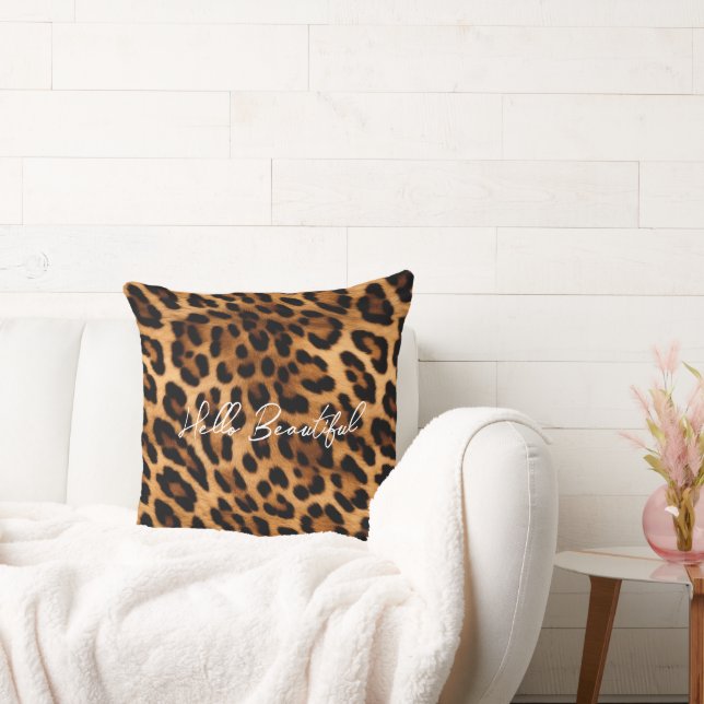 Brown Leopard Animal Print Kudde (Soffa)