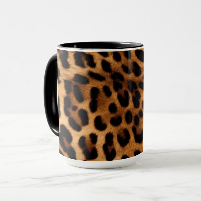 Brown Leopard Animal Print Mugg (Framsida vänster)