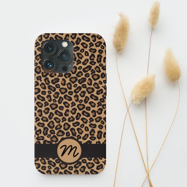 Brown Leopard Mönster Monogram (Skapare uppladdad)