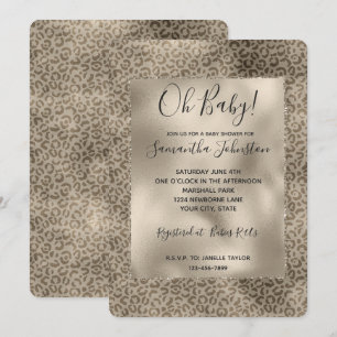 Brown Leopard Print Guld Glitter gnistra Inbjudningar